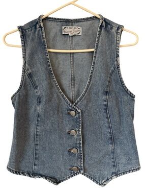 Stoosh Vintage Denim Acid Wash Vest Womens Western Medium
